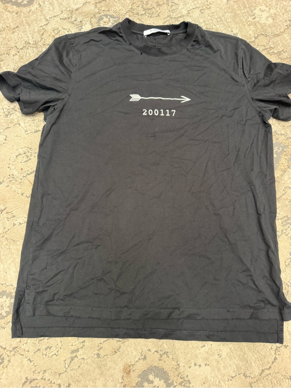 Givenchy Black Short Sleeve Tee with White Arrow Graphic
